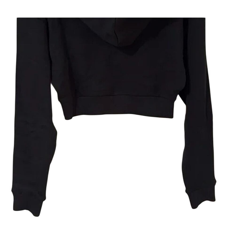 NWT WeWoreWhat Cropped Half Zip Fleece Cotton Hoodie Long Sleeve XS Black #4296 - Picture 8 of 15